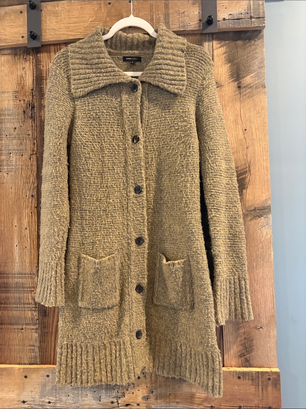 BCBGMaxAzria Button-Up Long Knit Sweater Coat